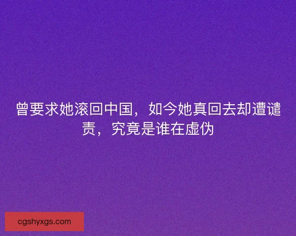 曾要求她滚回中国，如今她真回去却遭谴责，究竟是谁在虚伪