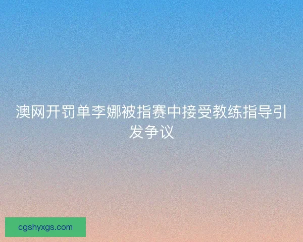 澳网开罚单李娜被指赛中接受教练指导引发争议